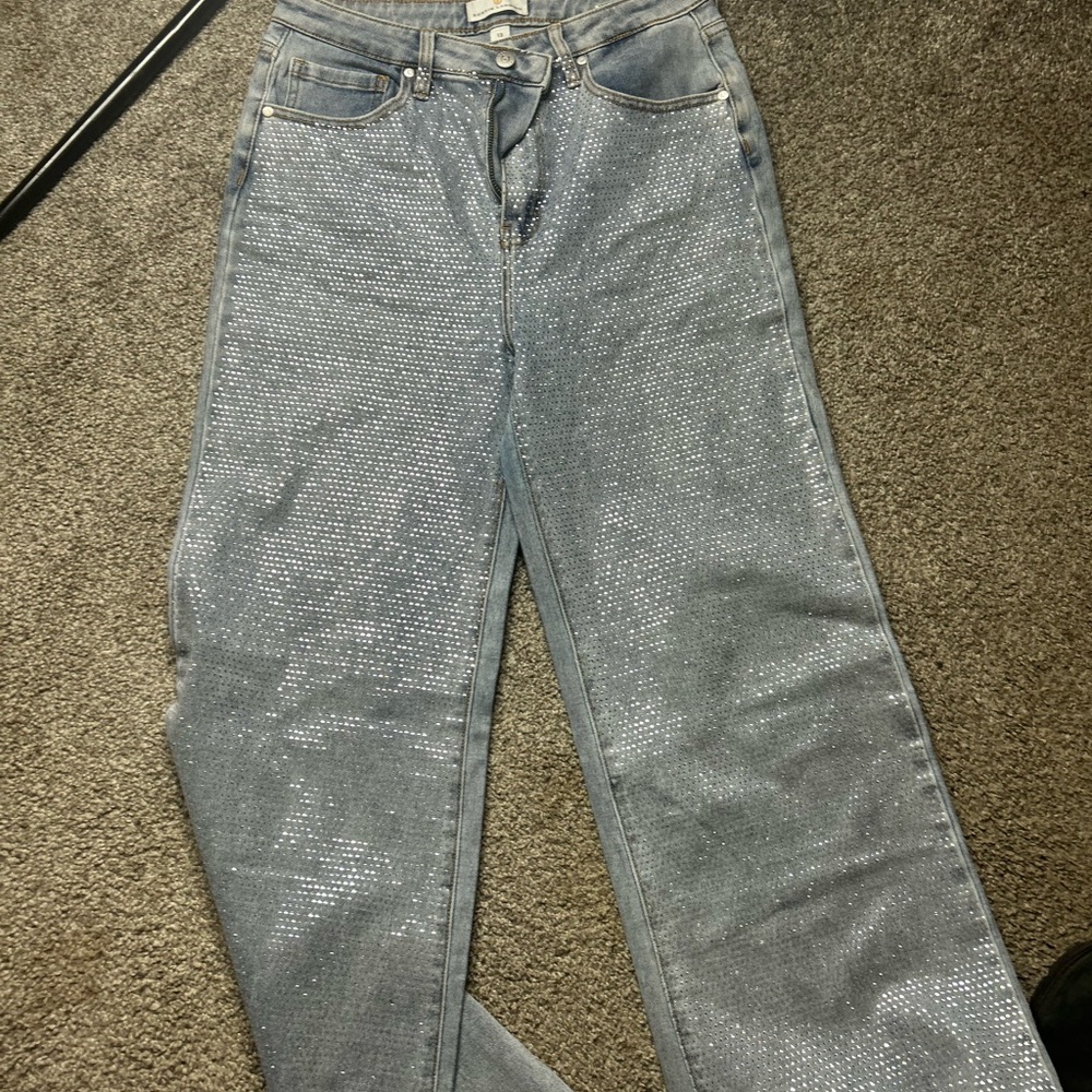 Sparkling Silver Women's Straight Leg Jeans